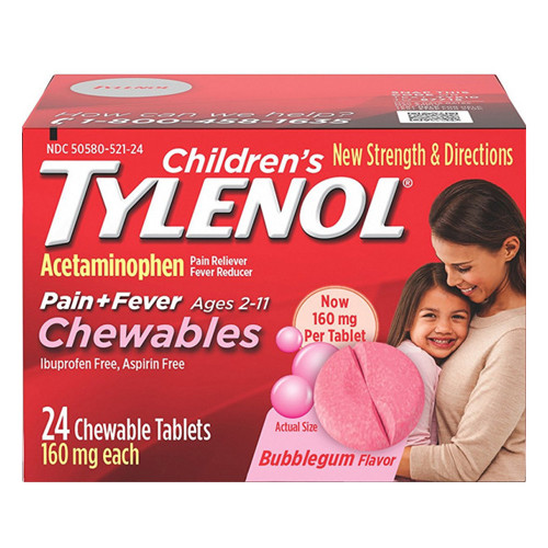 Tylenol Childrens Pain Plus Fever Reducer Chewables Tablets Bubblegum