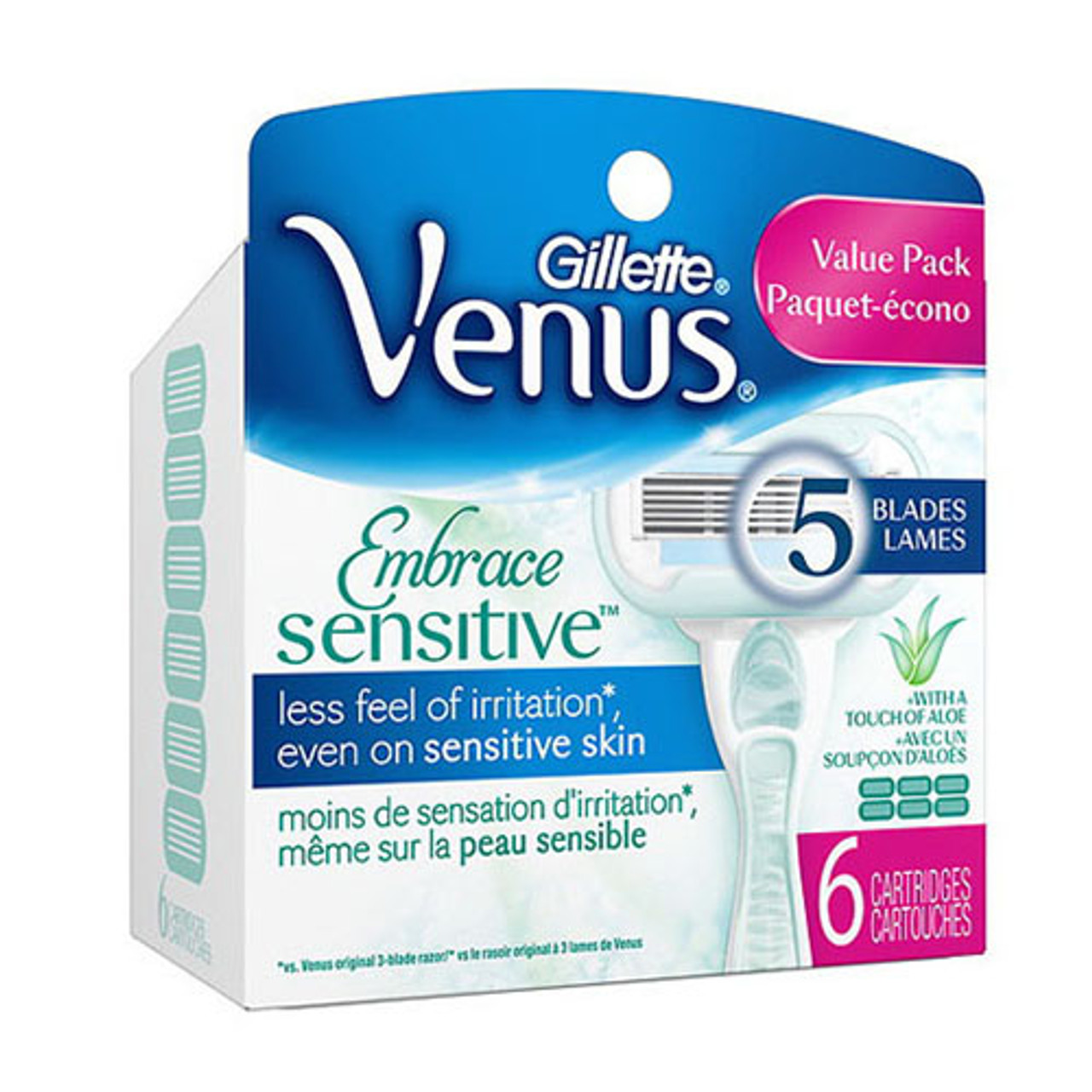 Gillette Venus Embrace Sensitive Women Razor Refill Cartridges, 6 ea 