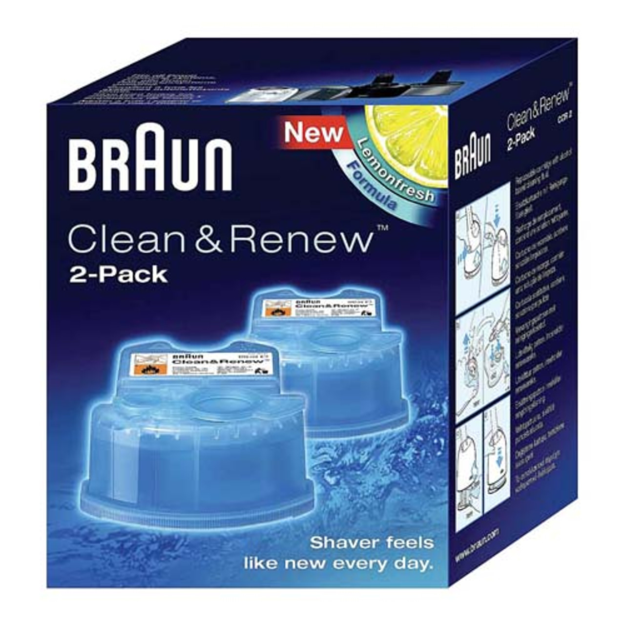 Braun Syncro Shaver System Clean And Renew Refill Cartridges, CCR2, 2 Ea/ Pack 