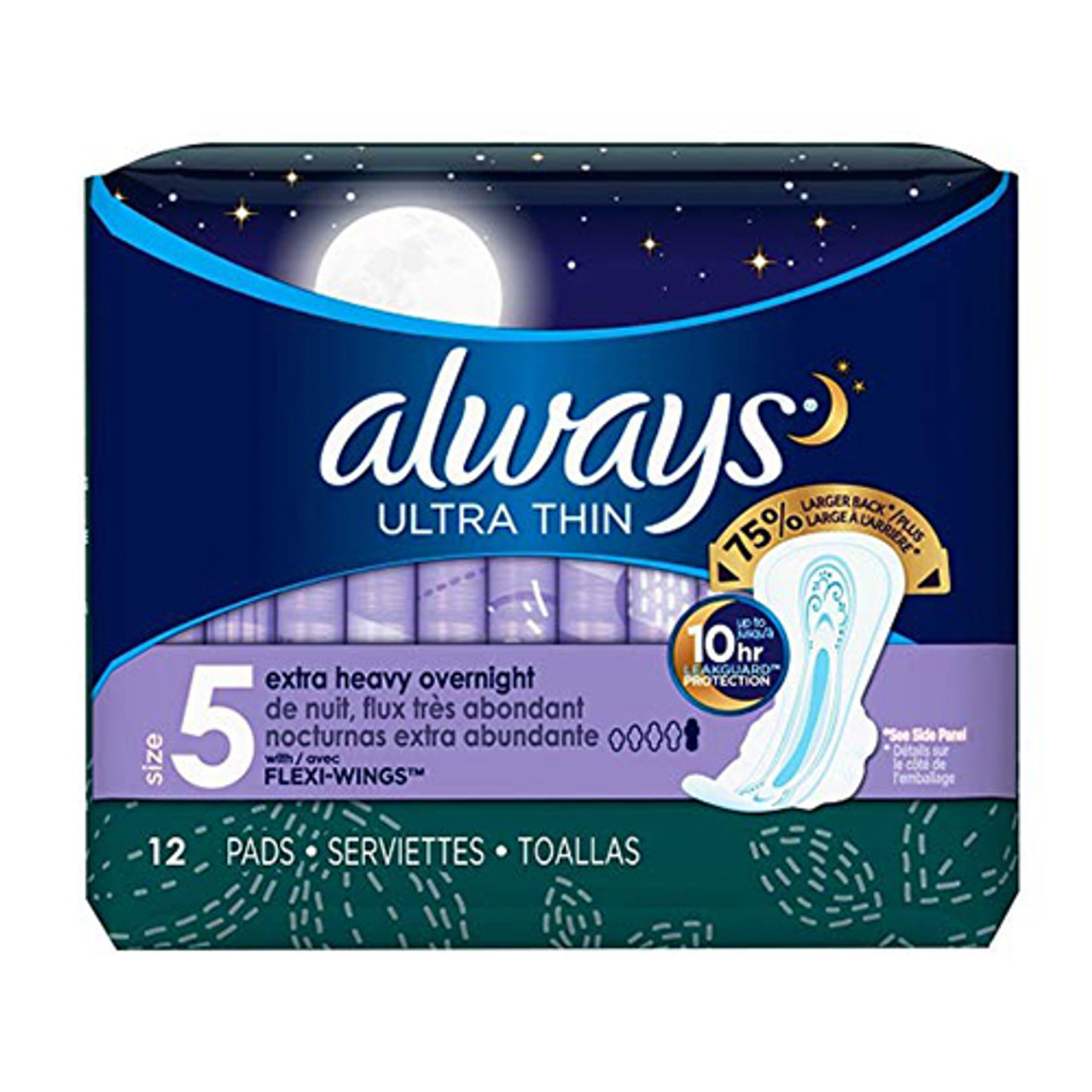 Always Ultra Thin Size 5 Extra Heavy Overnight Pads With Flexi