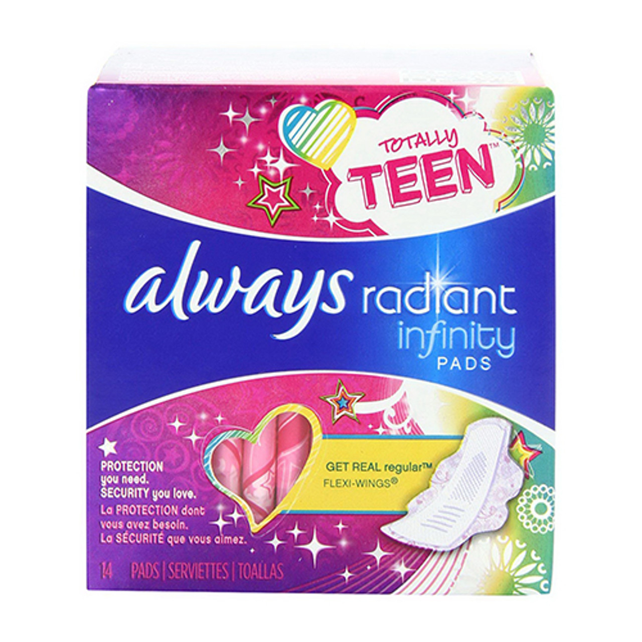 4 always radiant teen pads new