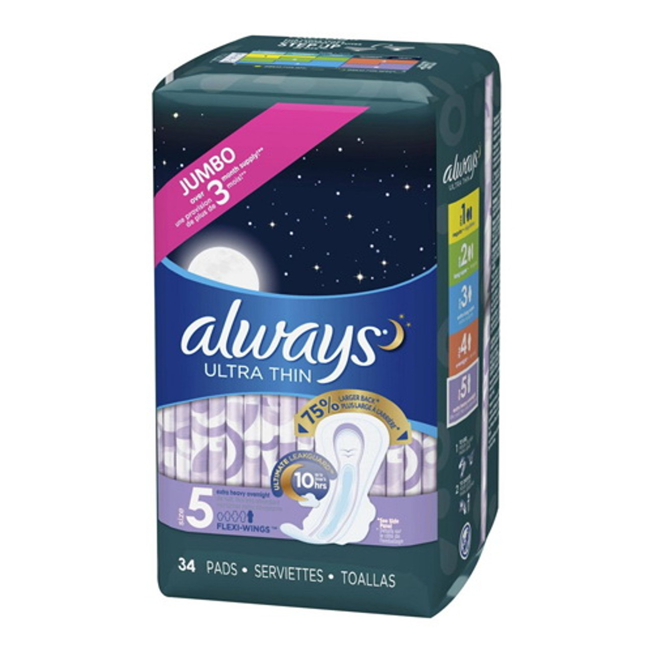 Always Ultra Thin Pads Overnight Absorbency Unscented with Wings