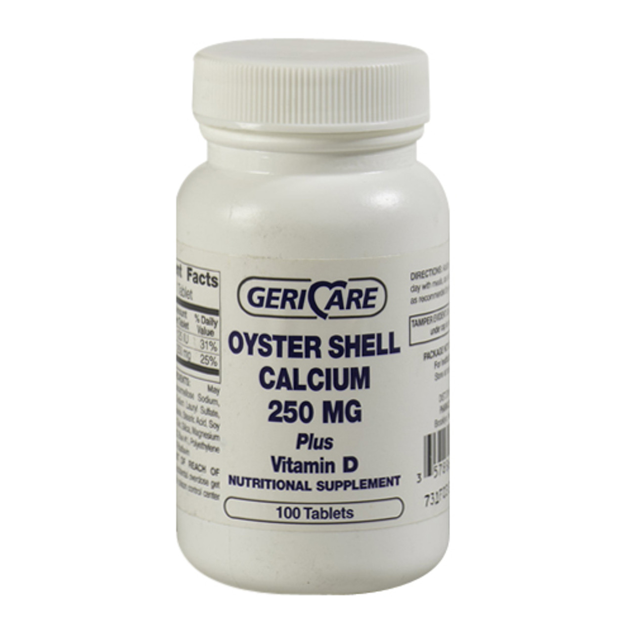 Geri Care Oyster Shell Calcium 250 Mg Plus Vitamin D Tablets, 100 Ea