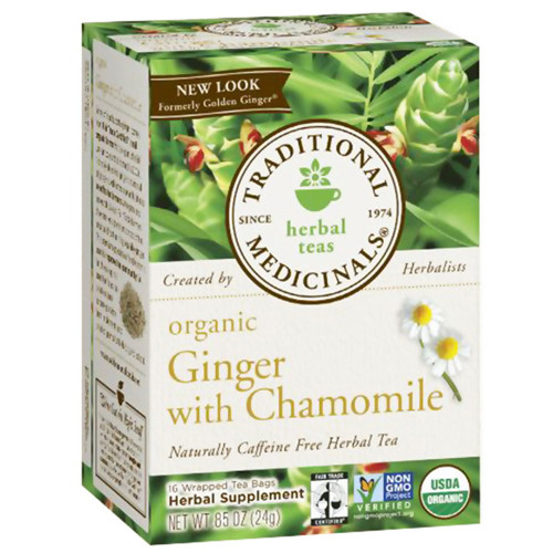 Traditional Medicinals Organic Ginger With Chamomile Tea 16 Tea Bags