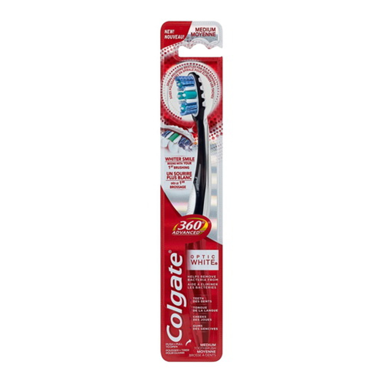 Colgate 360 Advanced Optic White Medium Toothbrush, 1 Ea - myotcstore.com