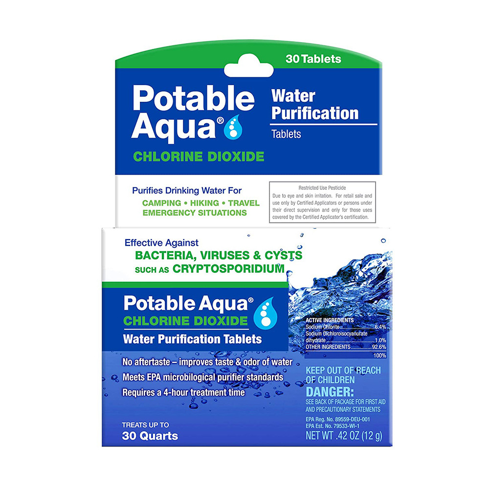 Chlorine Dioxide Water Purification Tablets By Potable Aqua 30 Ea