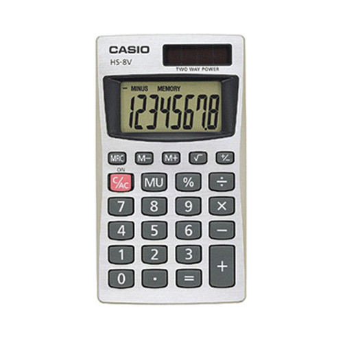 Casio Pocket Calculator, Hs8Va 1 Ea