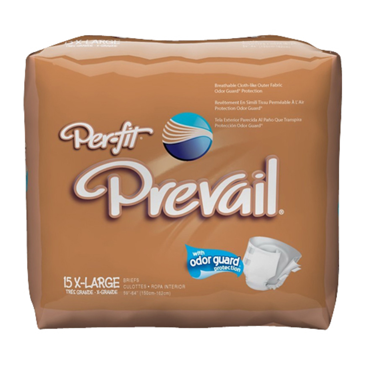 Prevail Per-Fit X-Large Size Briefs, Waist 59-64 Inches -15/Pack