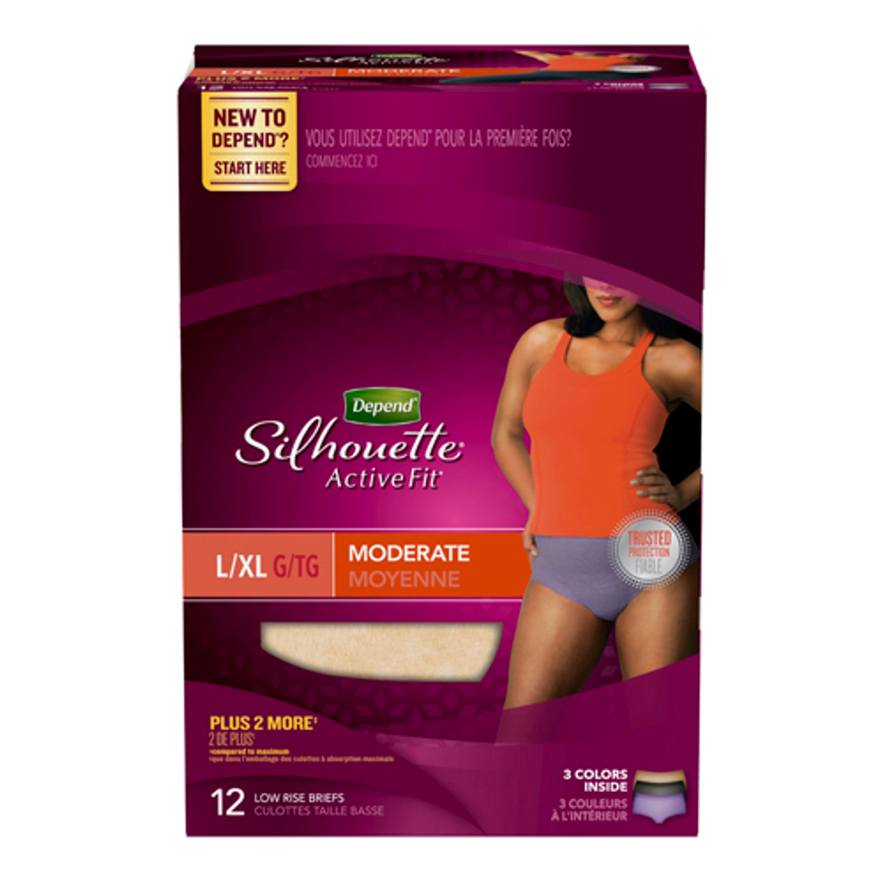 Depend Silhouette Maximum Absorbency Underwear, Size L, 12 count