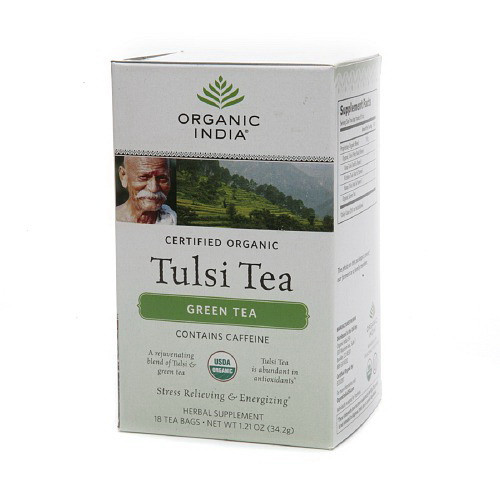 Organic India Tulsi Herbal Supplement Green Tea Bags - 18 Ea