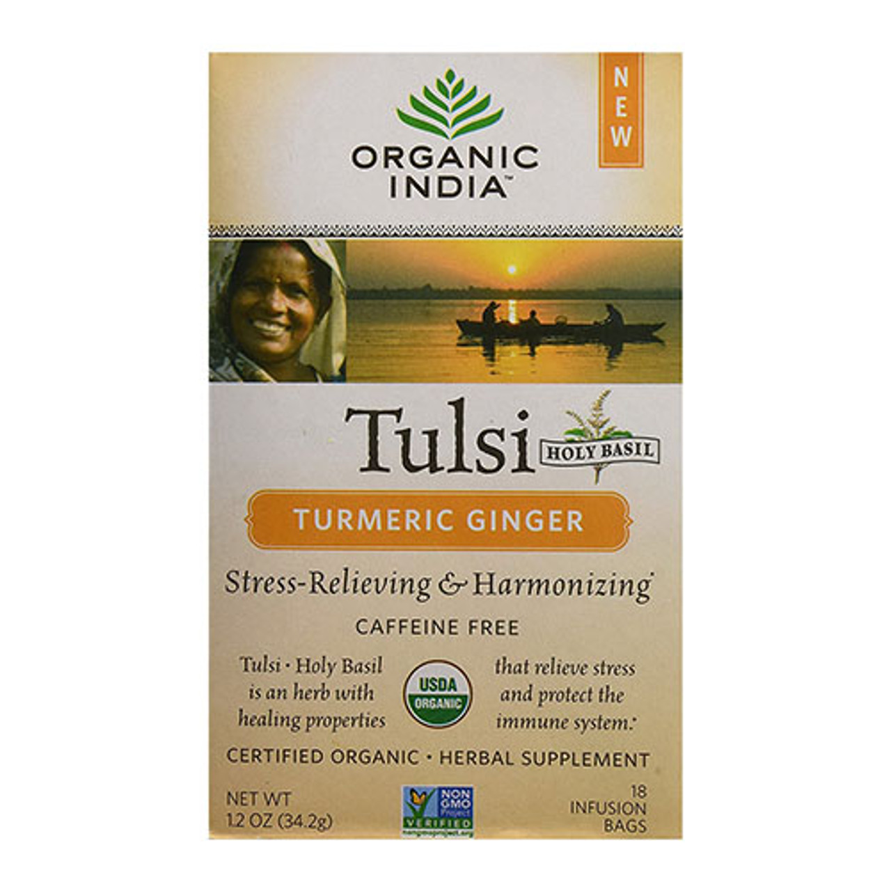 Organic India Tulsi Tea Turmeric Ginger 18 Tea Bags myotcstore