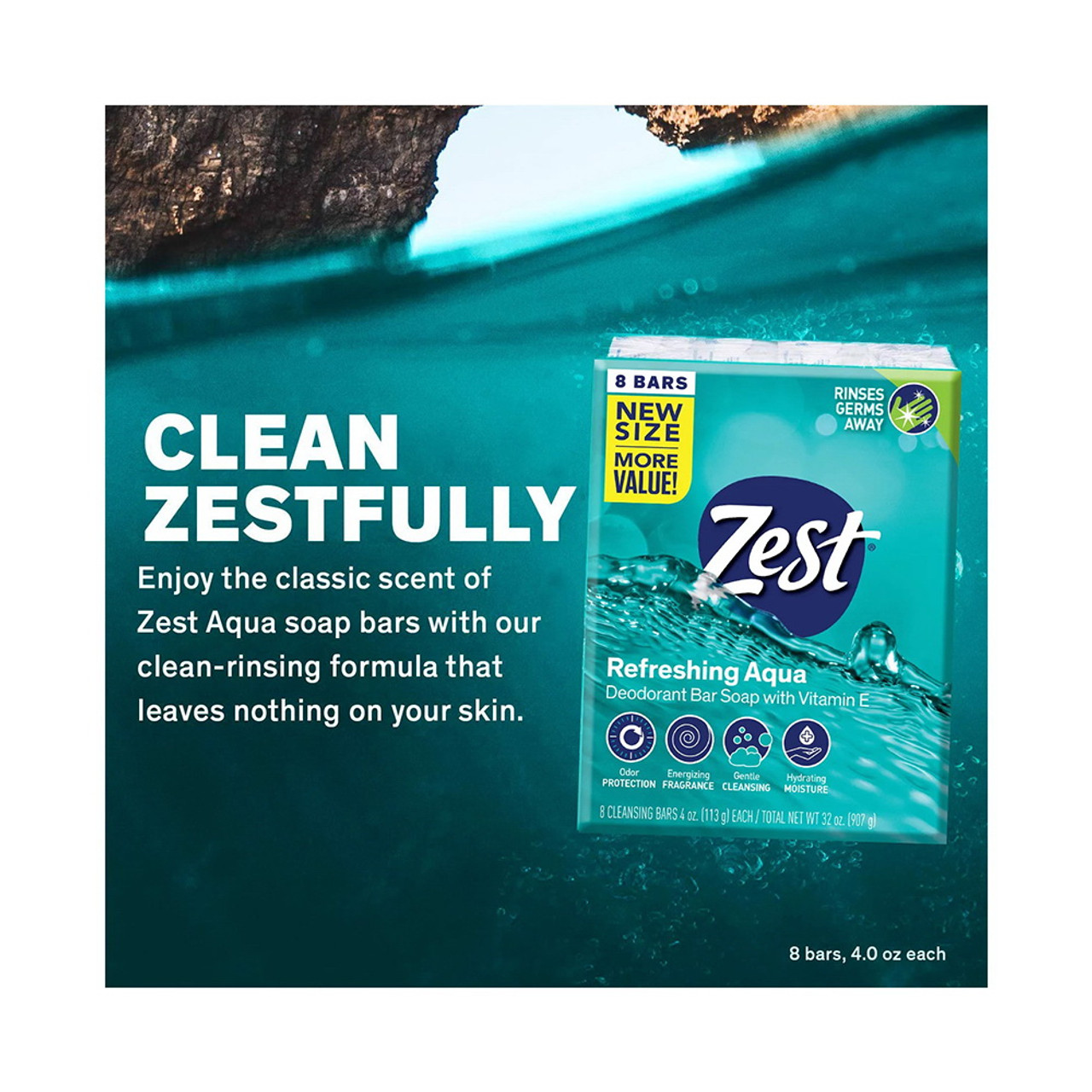 Zest Aqua Pure Cleansing Soap Bars with Vitamin E - 3 ct - 4 oz bar