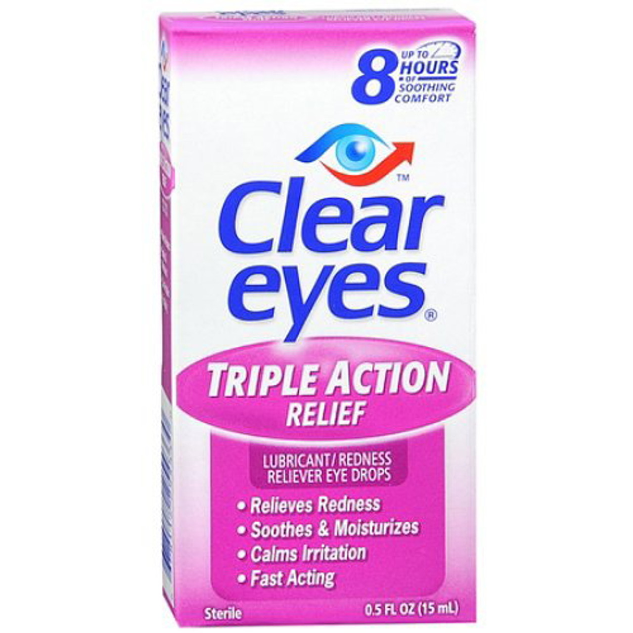 Clear Eyes Triple Action Lubricant Redness Reliever Eye Drops - 0.5 Oz 
