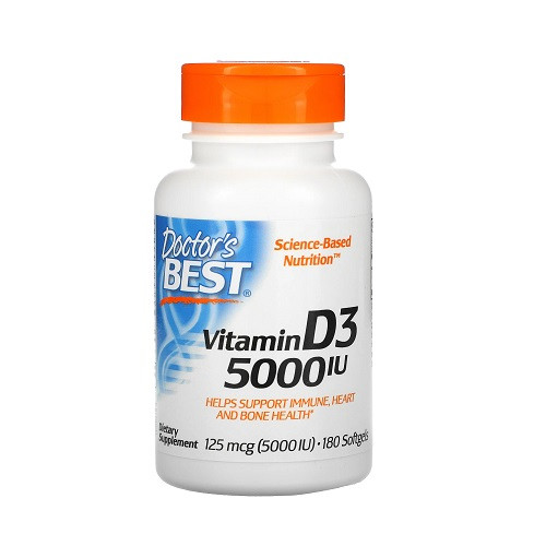 Doctors Best Vitamin D3 5000 IU Softgel Capsules, 180 Ea