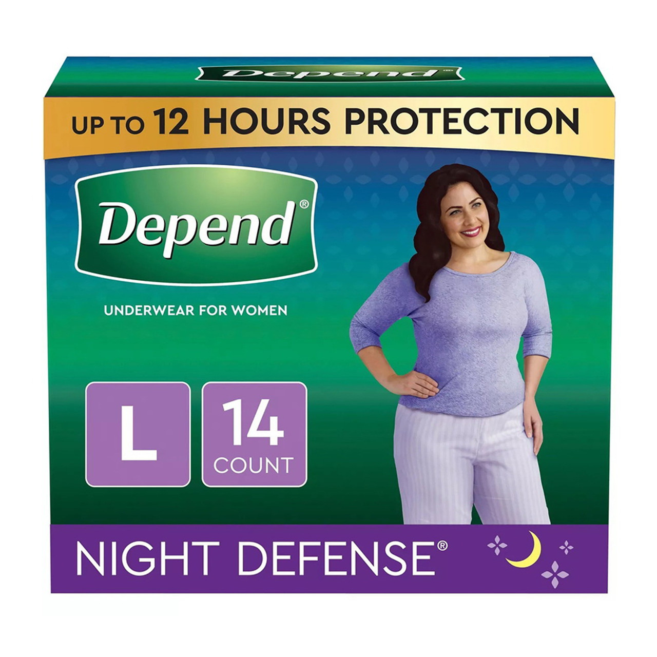 Depend Incontinence Underwear for Women, Night Defense Large - 14 Ea