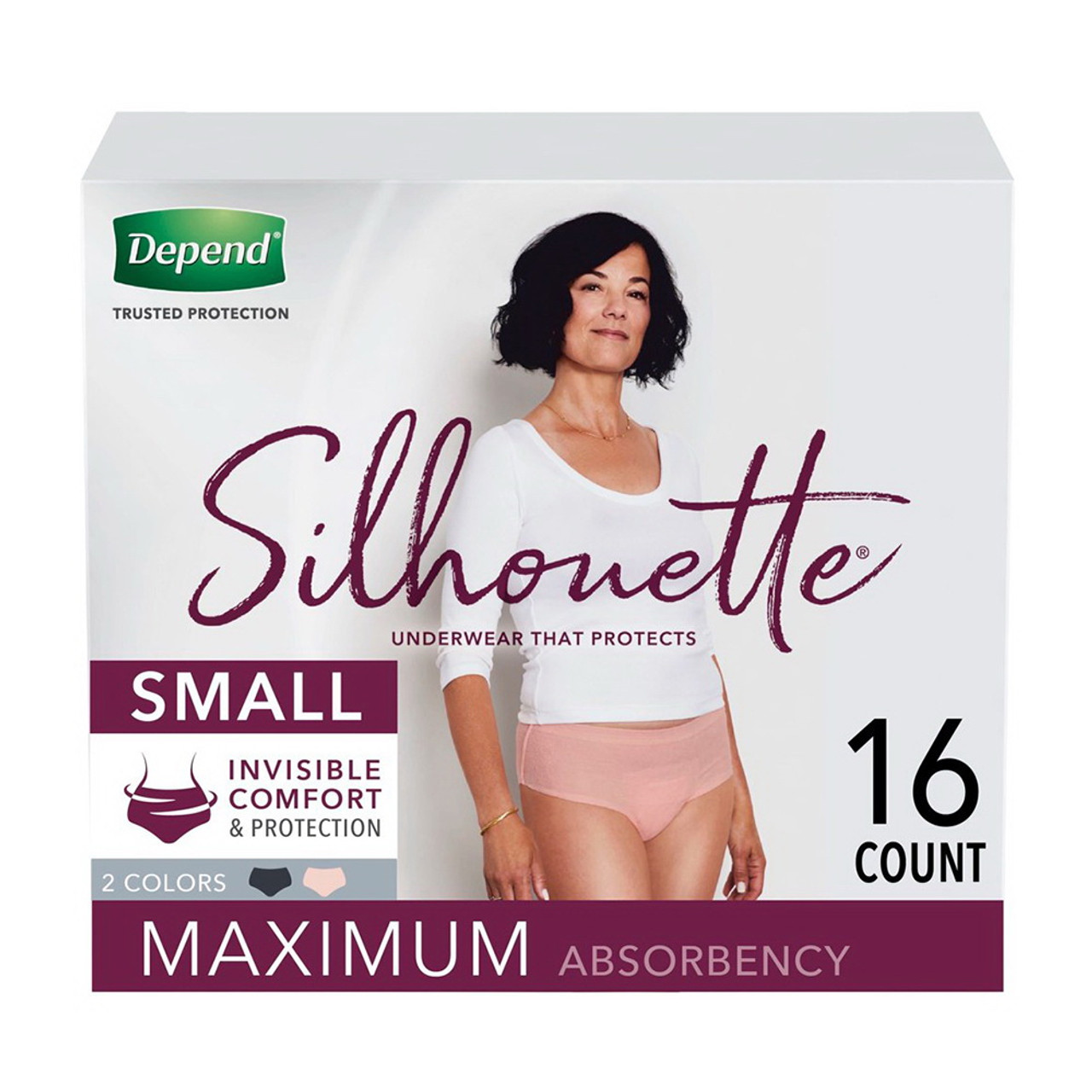 Depend Silhouette Incontinence Underwear for Women, Maximum Absorbency,  Small, 16 Ea