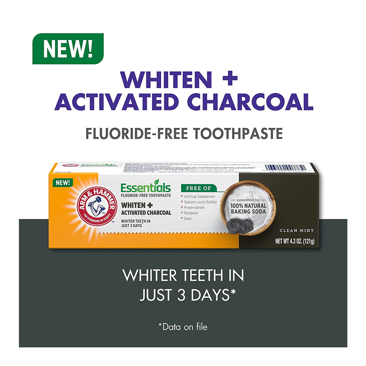 Arm & Hammer Essentials Whiten & Activated Charcoal Fluoride Free