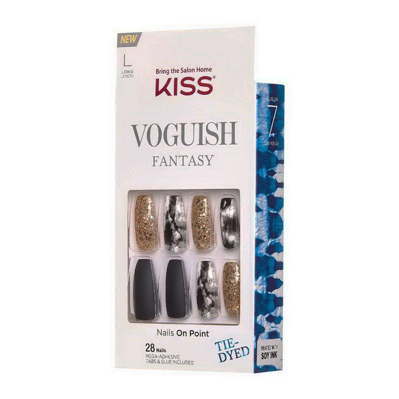 Kiss Voguish Fantasy Nails On Point Tie Dyed, New York, Long 28 Nails, 1 Ea