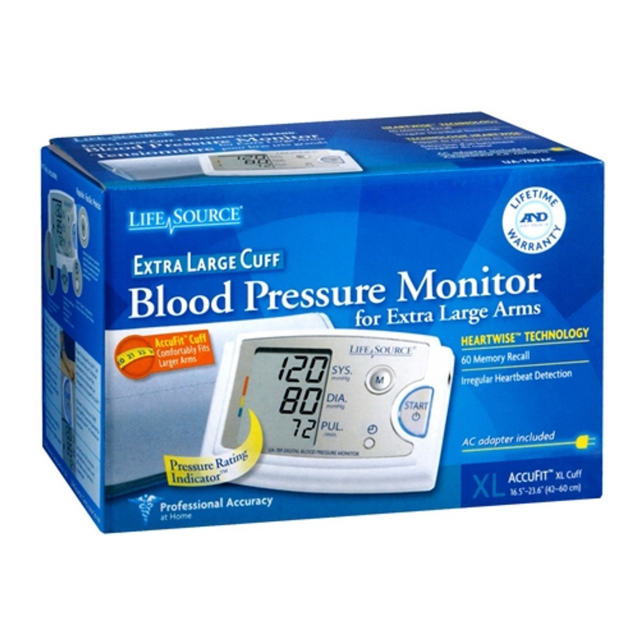 Life Source Blood Pressure Monitor with Accu Fit Extra Large Cuff, 1