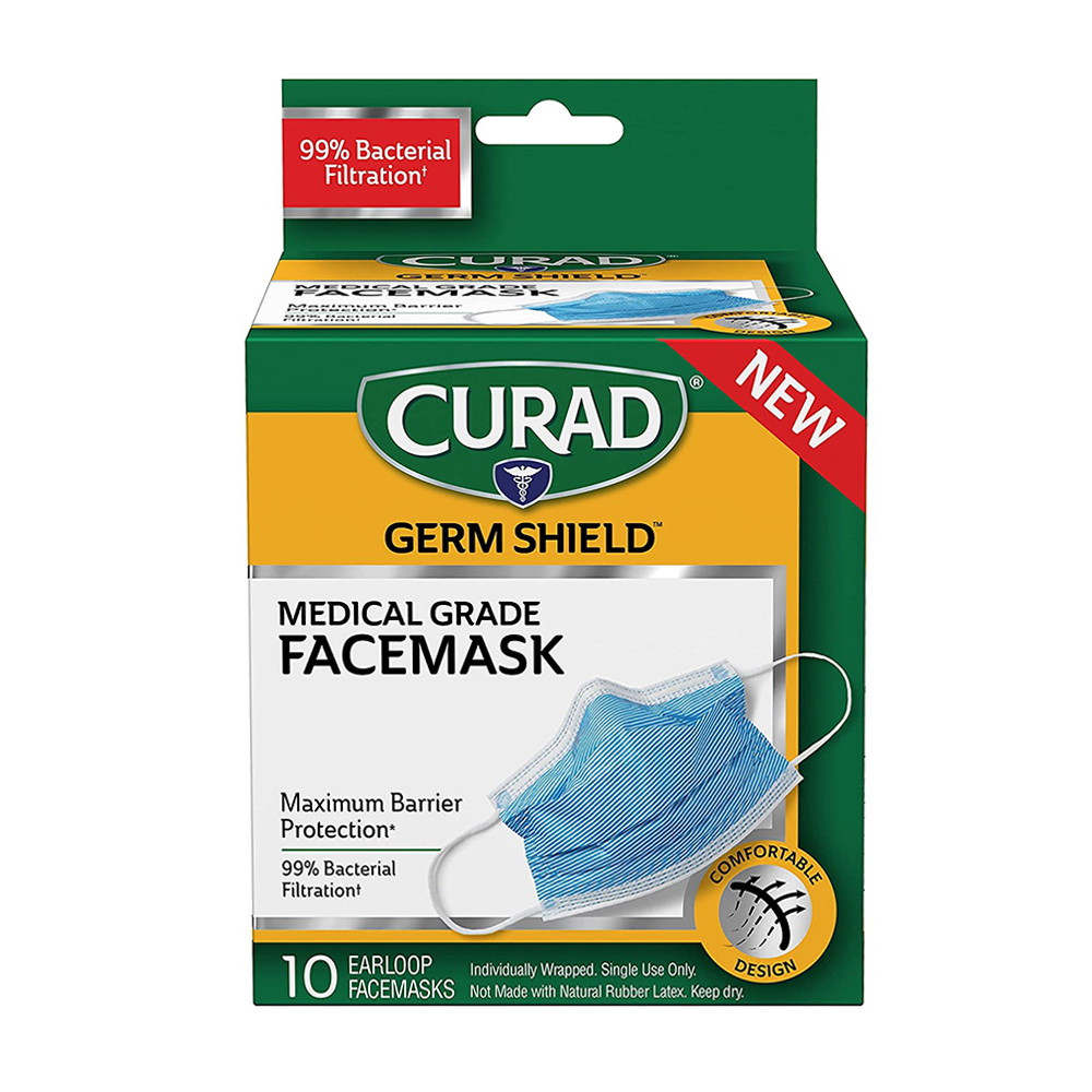 Curad Germ Shield Medical Grade Face Masks, 10 Ea