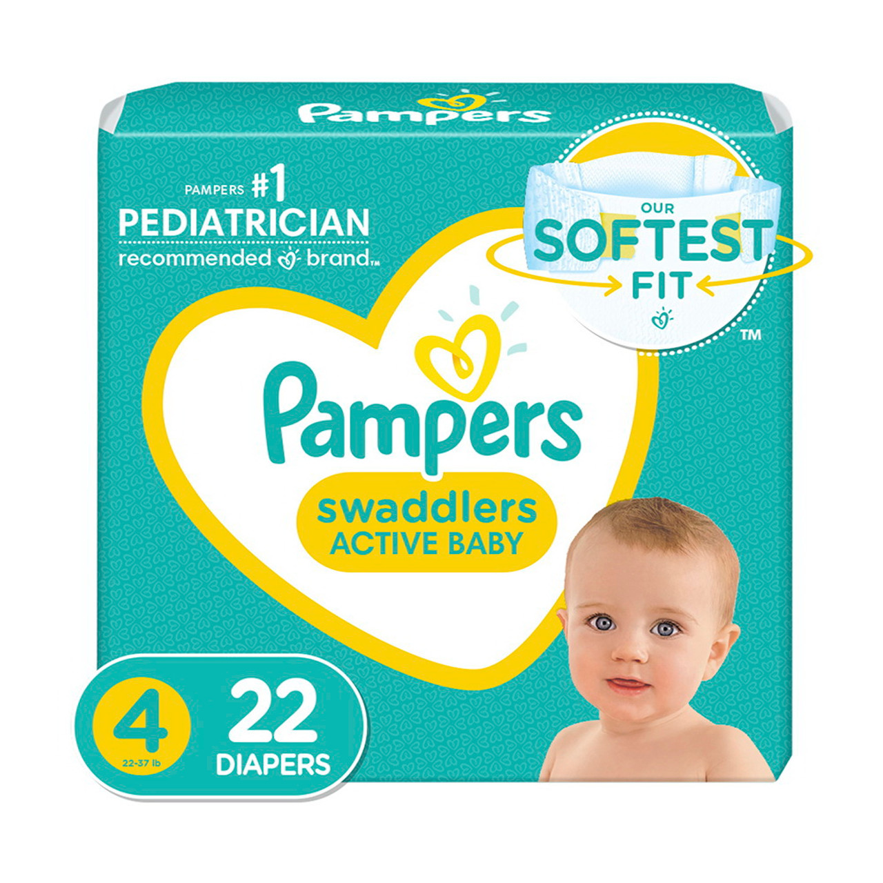 ingesteld Aanvankelijk handleiding Pampers Swaddlers Diapers Active Baby Softest Fit and Absorbent, Size 4, 22  Ea