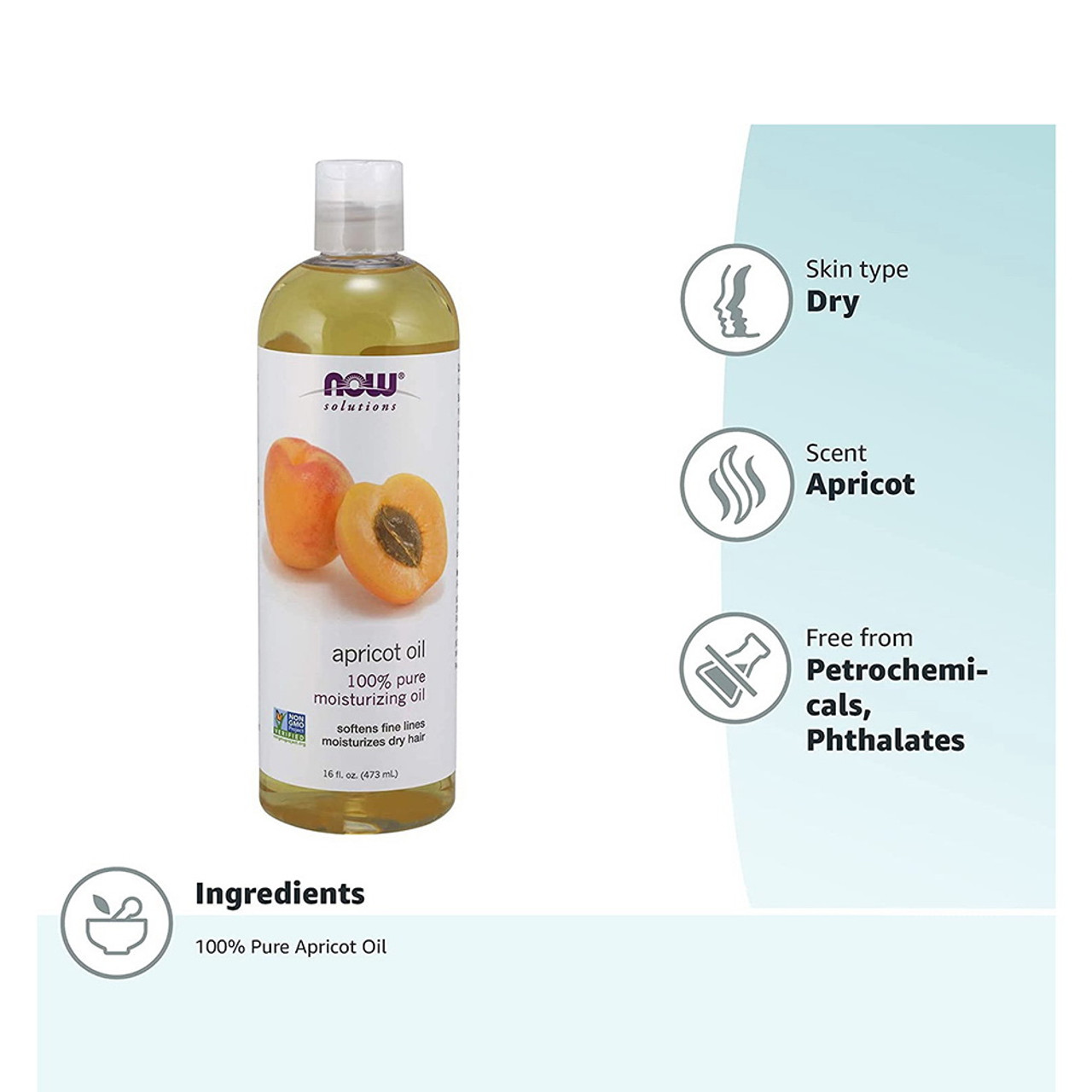 Buy NOW® Solutions 100% Pure Apricot Kernel Oil - 16 fl. oz. at the best  price of US$ 9.99
