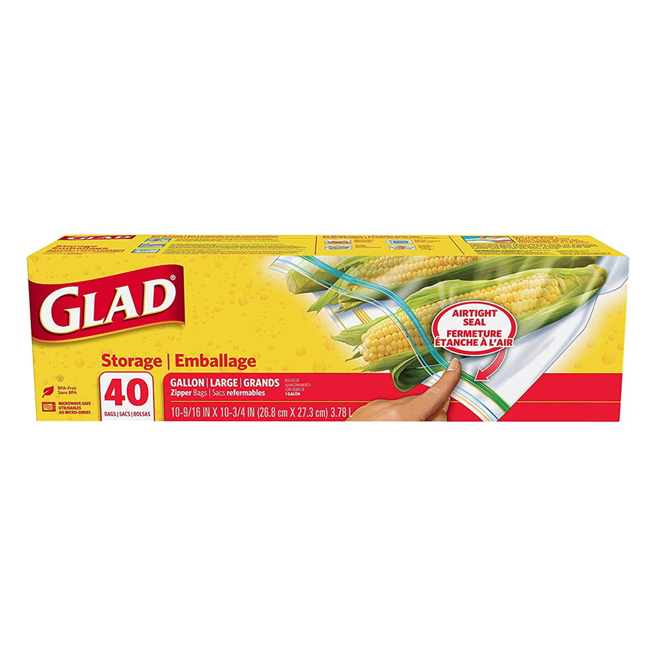 Glad Zipper Storage Bags, Quart Size, Plastic Bags