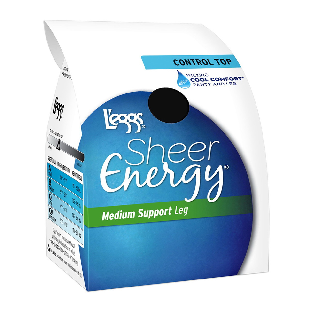 L'eggs Sheer Energy Light Support Leg Control Top, Sheer Toe