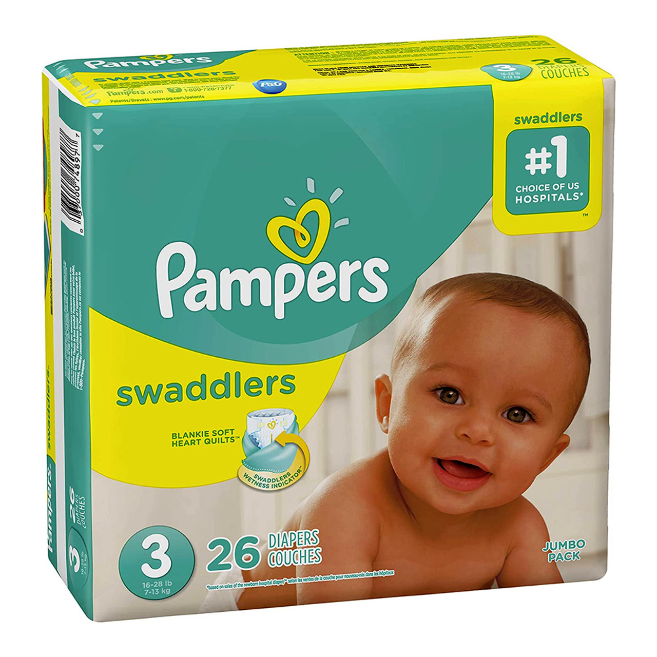  Pampers Swaddlers Diapers, Newborn (Up to 10 lbs.), 20 Count :  Baby