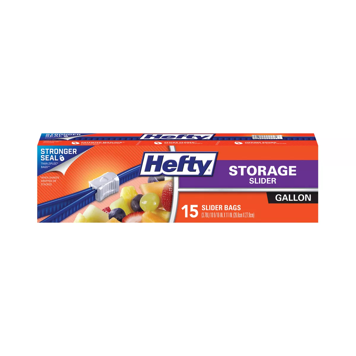 Hefty Gallon Food Storage Slider Bag, 15 Ea
