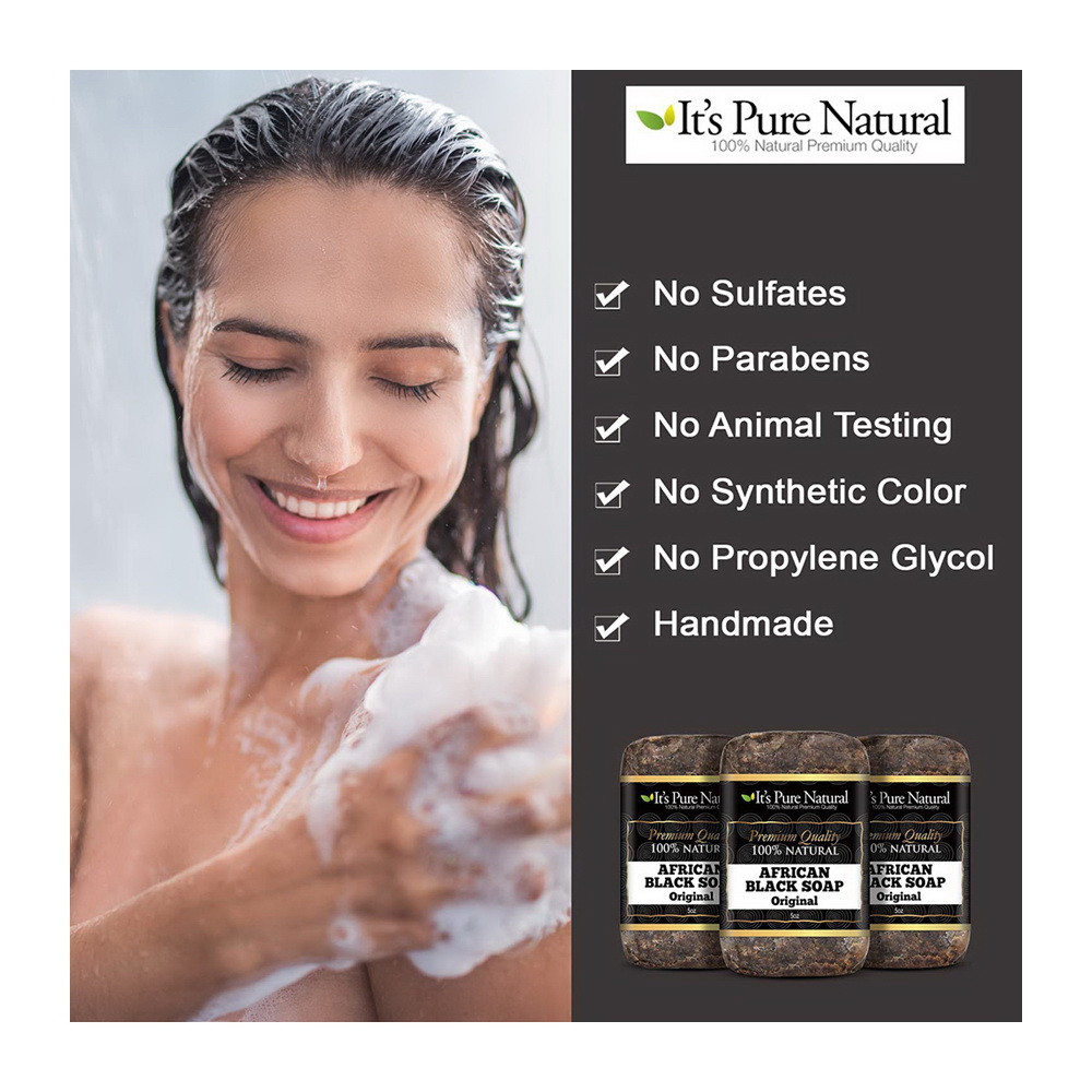 Its Pure Natural African Black Soap Bars Original, 5 Oz