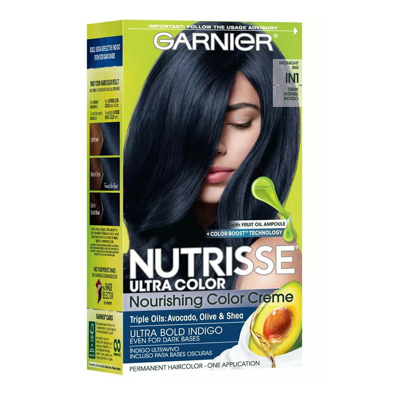 hervorragend Garnier Nutrisse Hair Color, Intense IN1 Color Ea Creme Hair Indigo Dark 1 Permanent