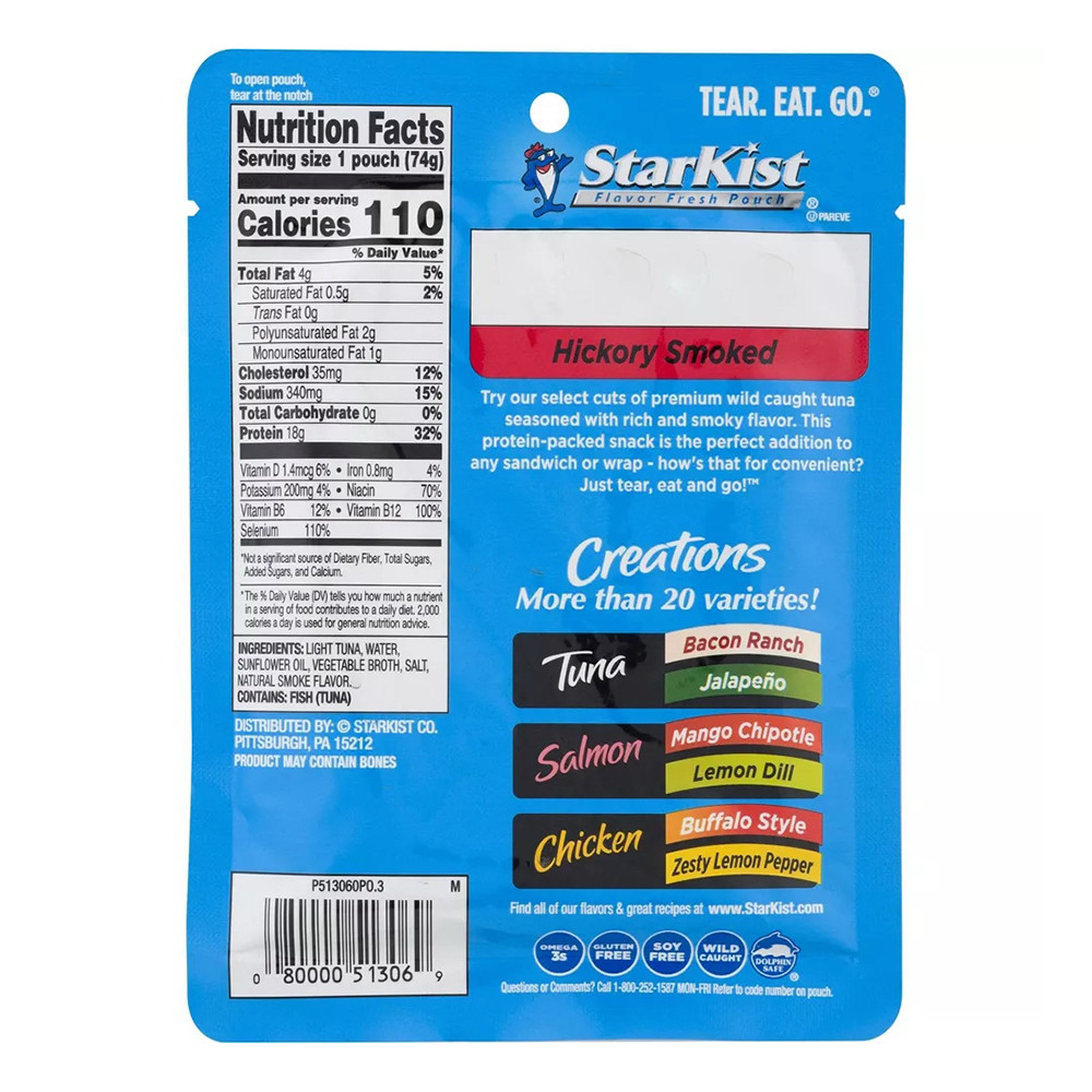 Starkist Tuna Creations, Hickory Smoked, Single Serve, 2.6 Oz