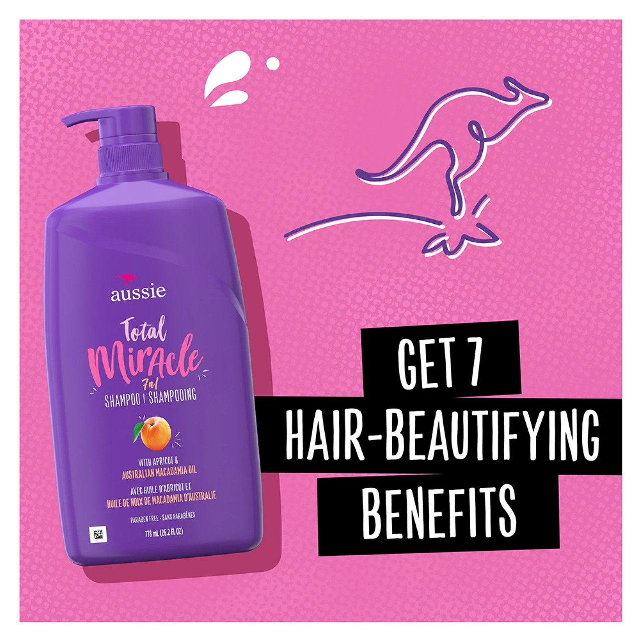 Aussie Total Miracle 7 in1 Shampoo with Pump, 26.2 Oz
