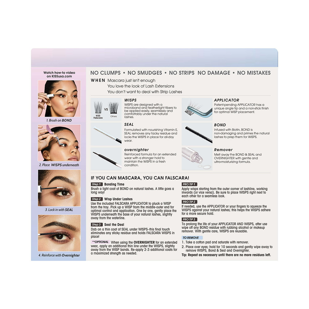 Kiss Falscara False Eyelash Special Edition Starter Kit, 24 Lash Wisps