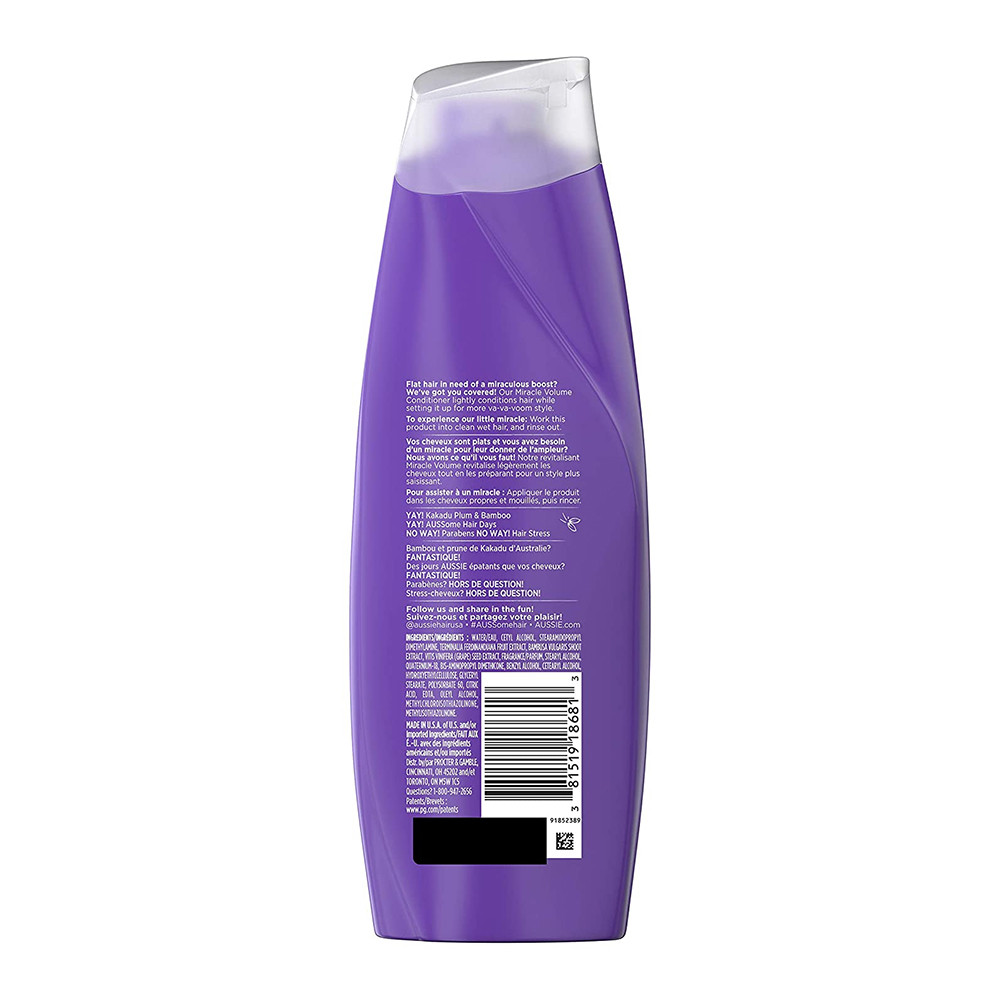 Aussie Miracle Volume Paraben Free Conditioner, 12.1 Oz