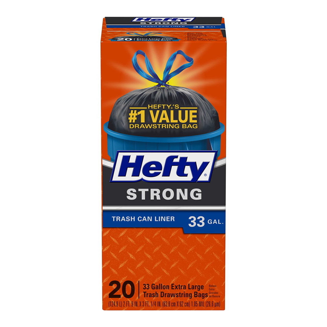 Hefty Strong Extra Large Trash Bags, 33 Gallon, 20 Ct