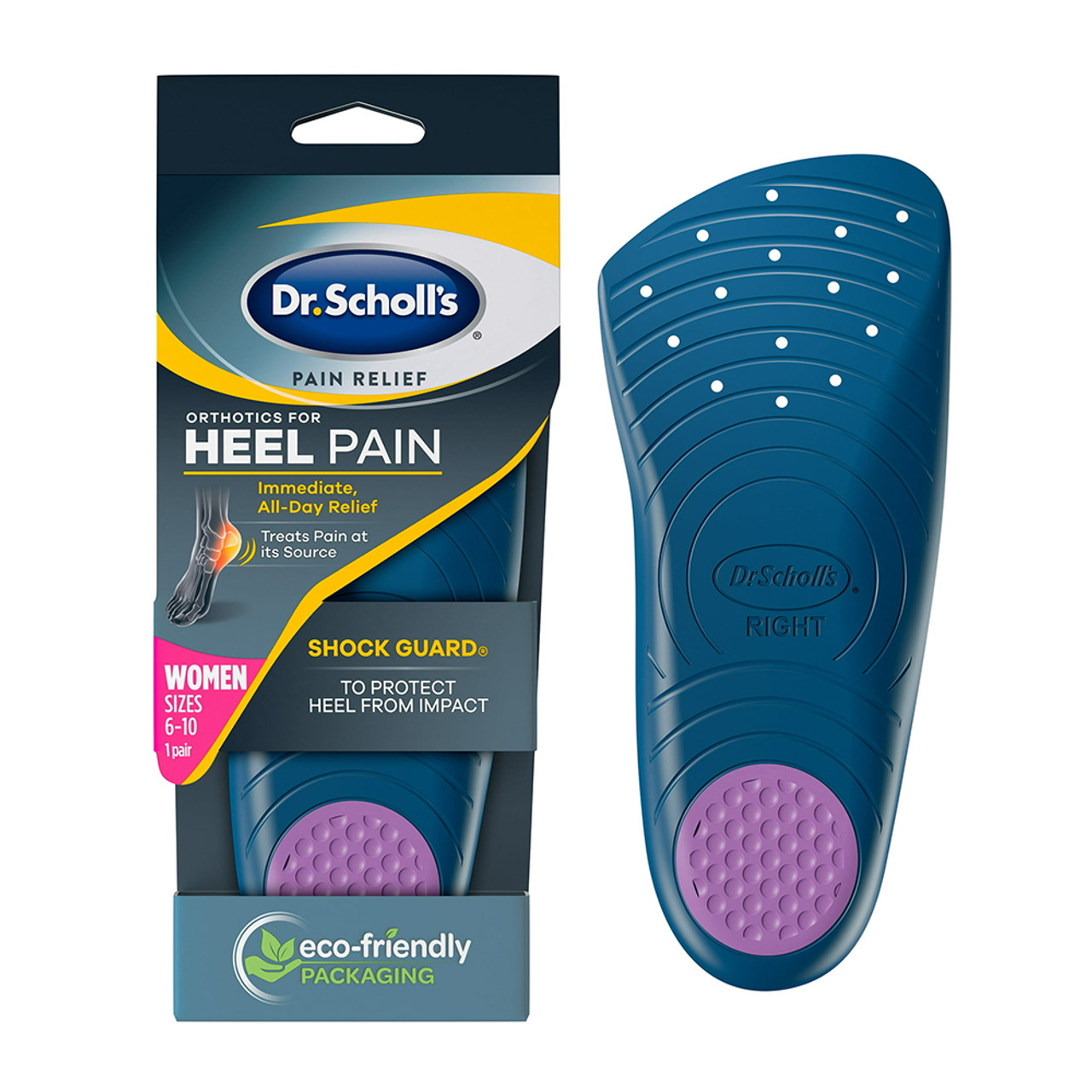 Dr Scholls Heel Pain Relief Orthotic Inserts for Women 6 To 10 Insoles ...