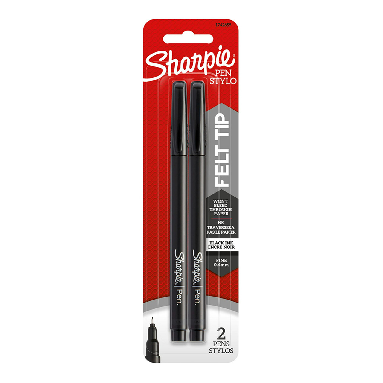 Sharpie Pens, Felt Tip Pens, Fine Point Black, 2 Ct