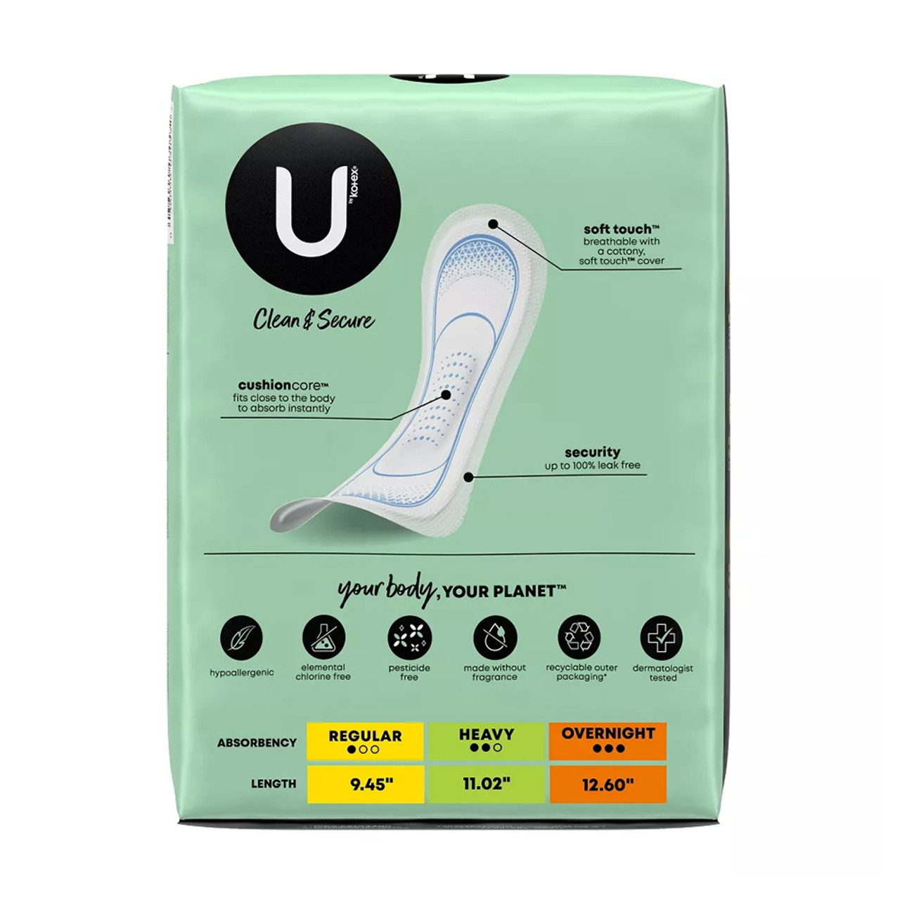U by Kotex Clean & Secure Ultra Thin Sanitary Pads - Regular - 22's