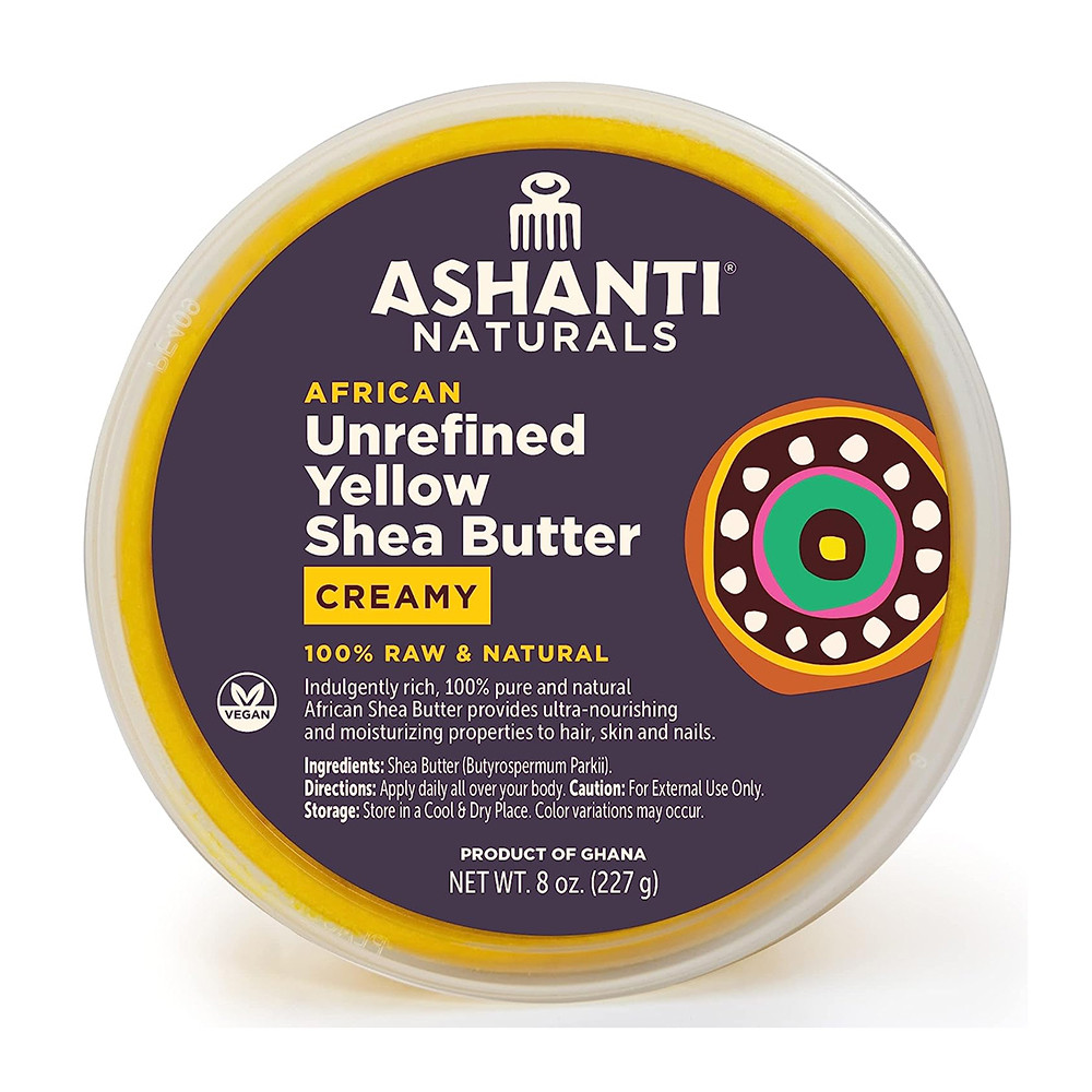 Ashanti Naturals Yellow Whipped Raw Shea Butter Moisturizer Cream, 8 Oz