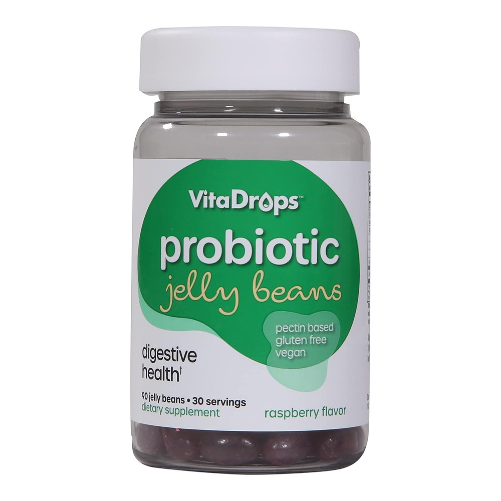 Vita Drops Probiotic Jelly Beans, Supports Digestive Health, Raspberry