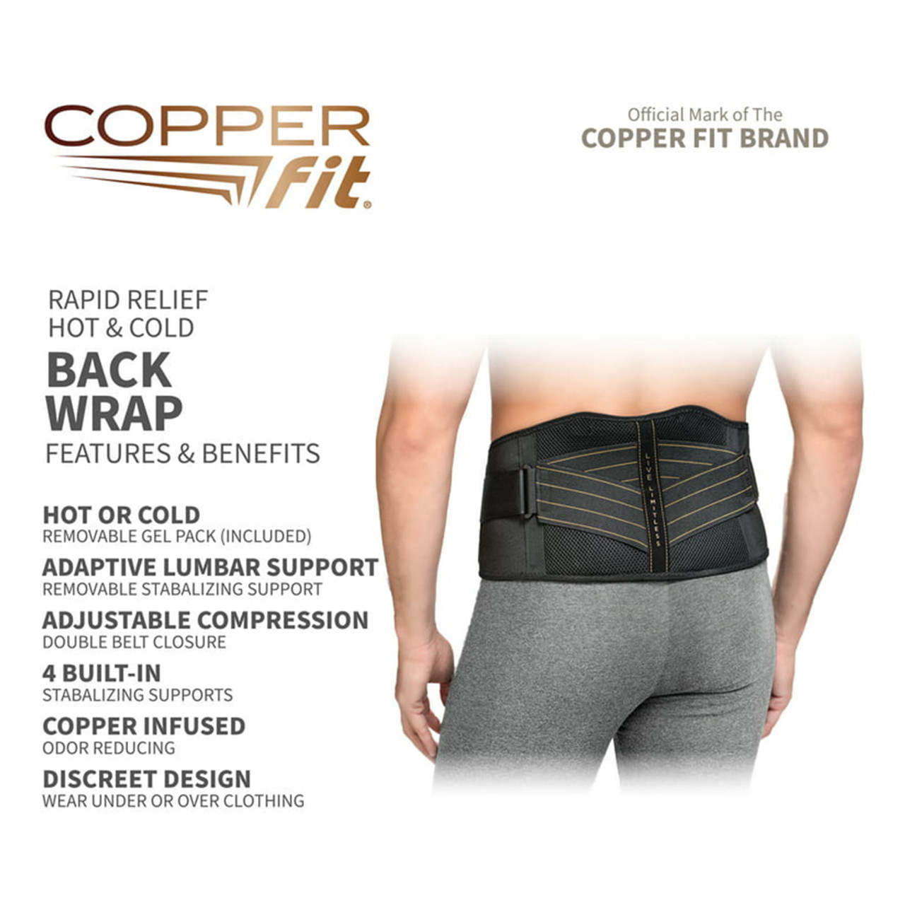 Copper Fit® Rapid Relief Hot & Cold Unisex Back Brace