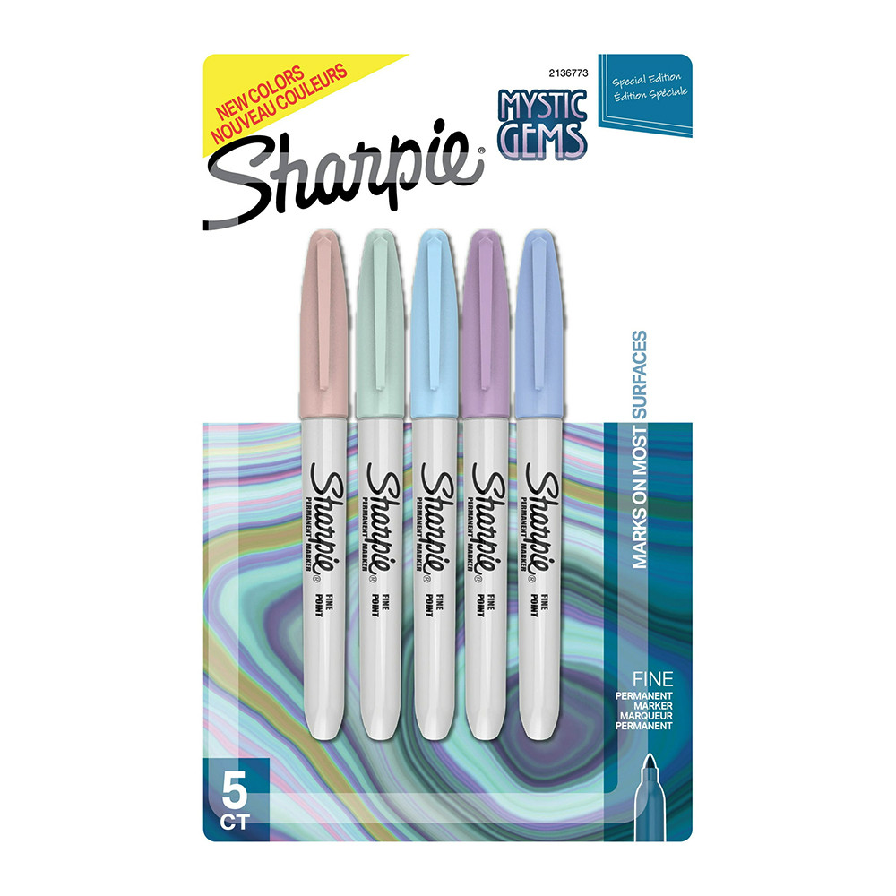 Sharpie Fine Permanent Marker, Mystic Gems, 5 Ea