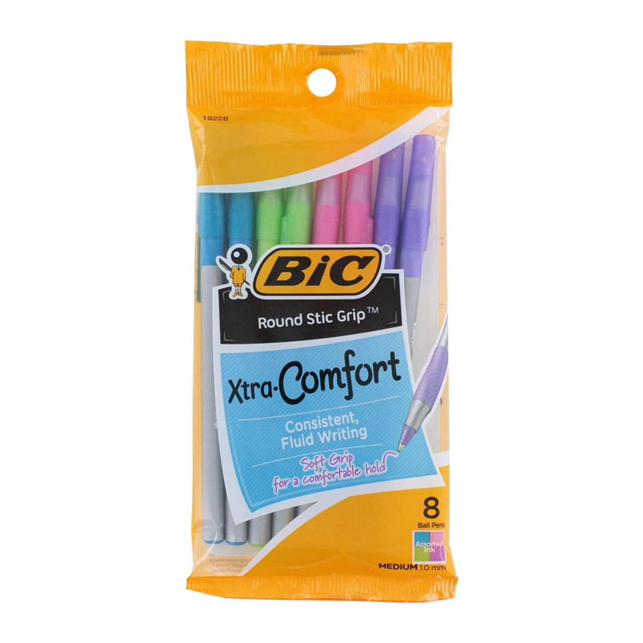 BIC Round Stic Grip Xtra Comfort Ballpoint Pen, Red Ink, 1.2mm