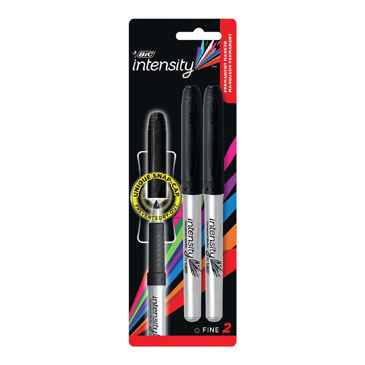 Bic Mark-It Permanent Marker, Fine Point, Assorted - 12 markers