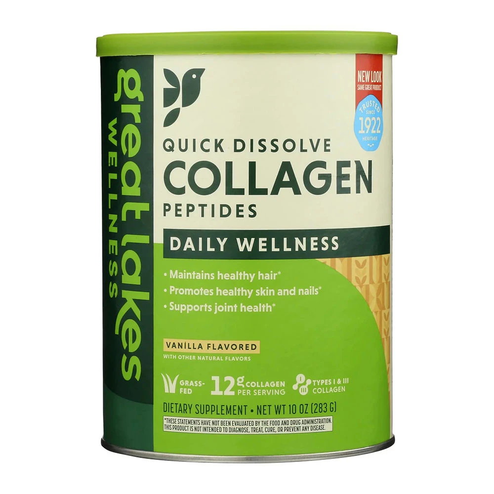 Great Lakes Wellness Collagen Peptides Powder, Healthy Skin, Hair, Nail and Joints, Vanilla, 10 Oz