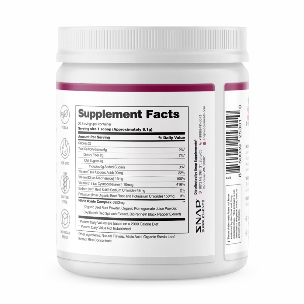 thumbnail image 2 of Snap Supplements Nitric Oxide Soft Chews – Sugar-Free, Mixed Berry, With Beets & CoQ10 2 of 3