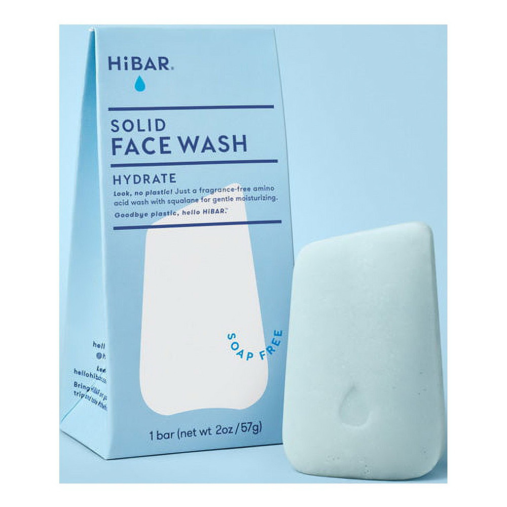 HiBar Soap Free Solid Face Wash, Hydrate, 2 Oz