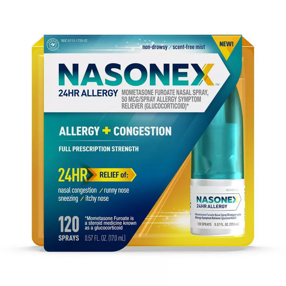 Nasonex 24 Hours Allergy Non Drowsy Mometasone Furoate Nasal Spray 120